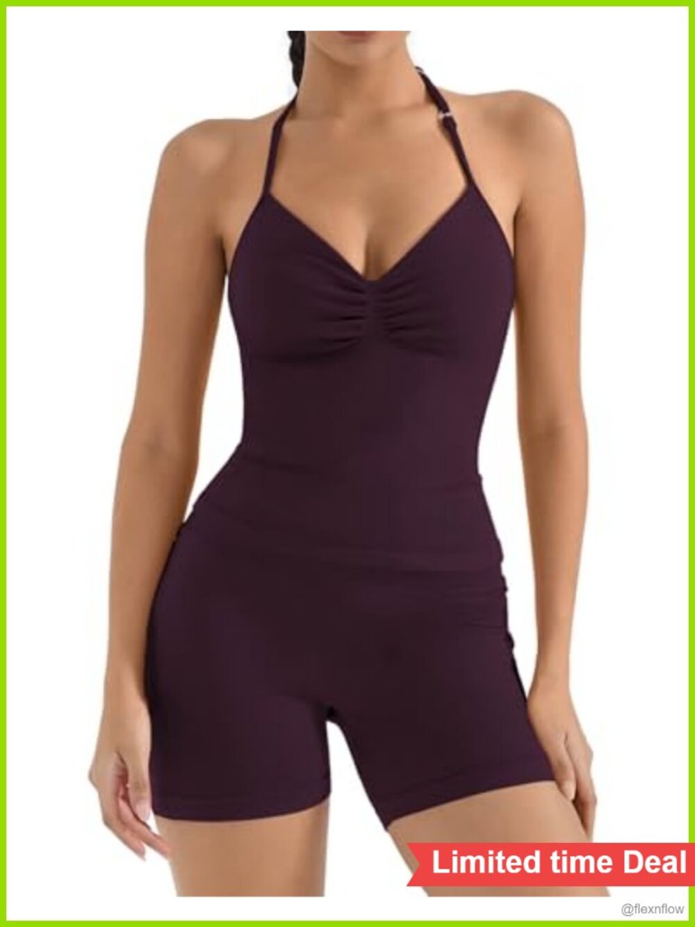 Seamless 2 Piece Workout Set Longline Backless Tank Bike Shorts